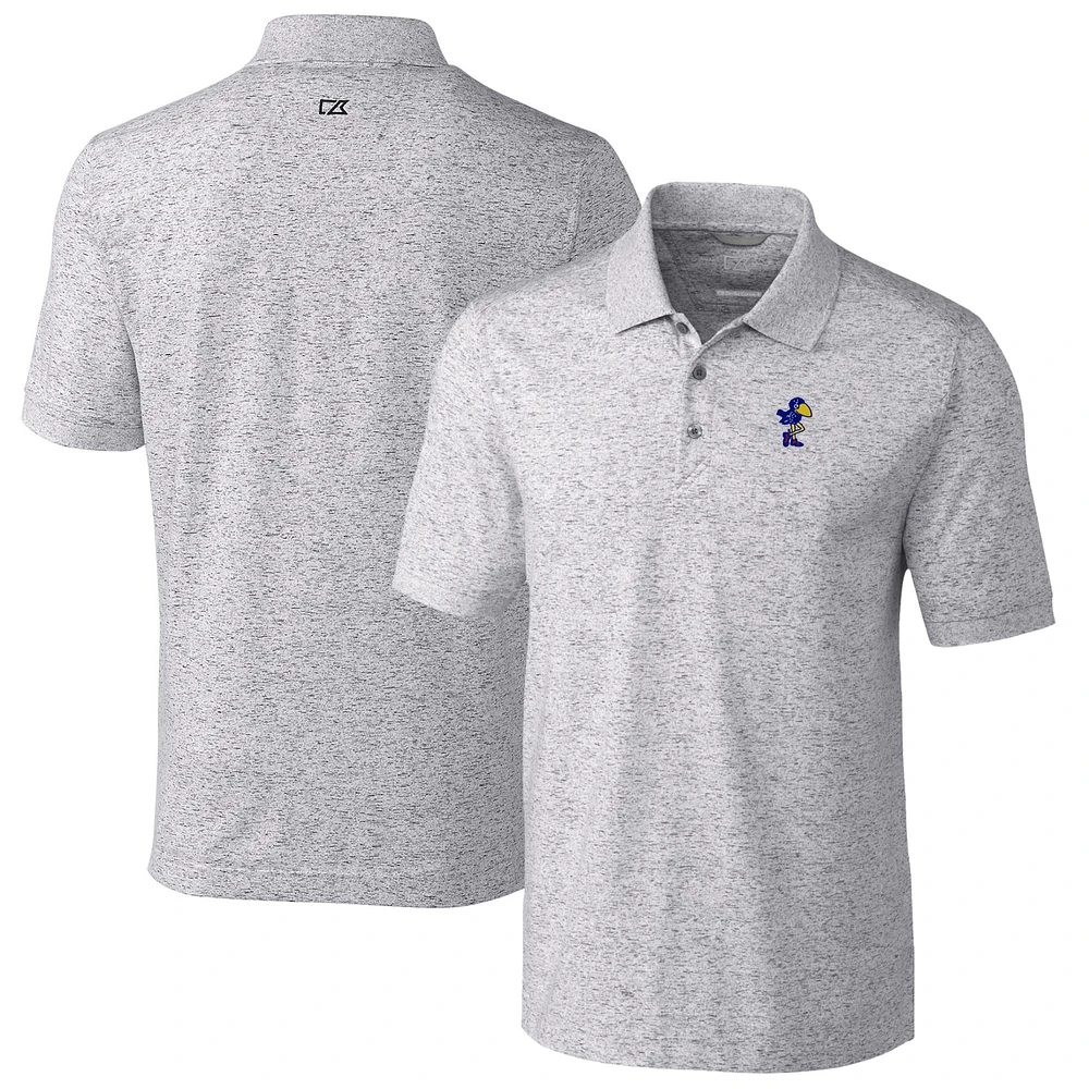 Men's Cutter & Buck Steel Kansas Jayhawks Vault Advantage Tri-Blend Space Dye Big & Tall Polo