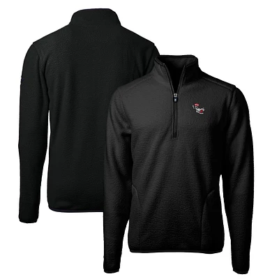 Men's Cutter & Buck Black NC State Wolfpack Vault Cascade Eco Sherpa Fleece Big Tall Quarter-Zip Top