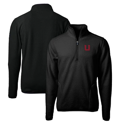 Men's Cutter & Buck Black Utah Utes Vault Cascade Eco Sherpa Fleece Big Tall Quarter-Zip Top