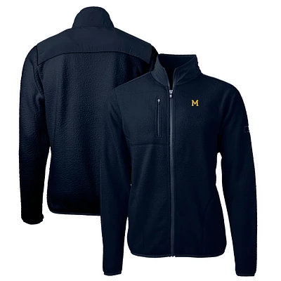 Men's Cutter & Buck Navy Michigan Wolverines Logo Big & Tall Cascade Eco Sherpa Fleece Full-Zip Jacket