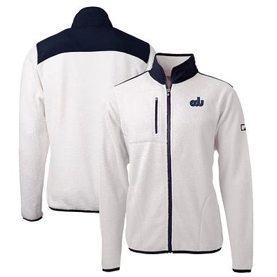Men's Cutter & Buck White Old Dominion Monarchs Big Tall Cascade Eco Sherpa Fleece Full-Zip Jacket