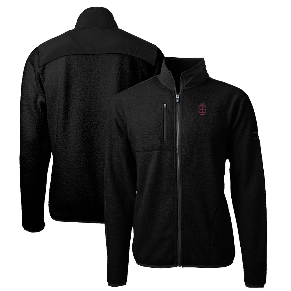 Men's Cutter & Buck Black Southern Illinois Salukis Big Tall Cascade Eco Sherpa Fleece Full-Zip Jacket