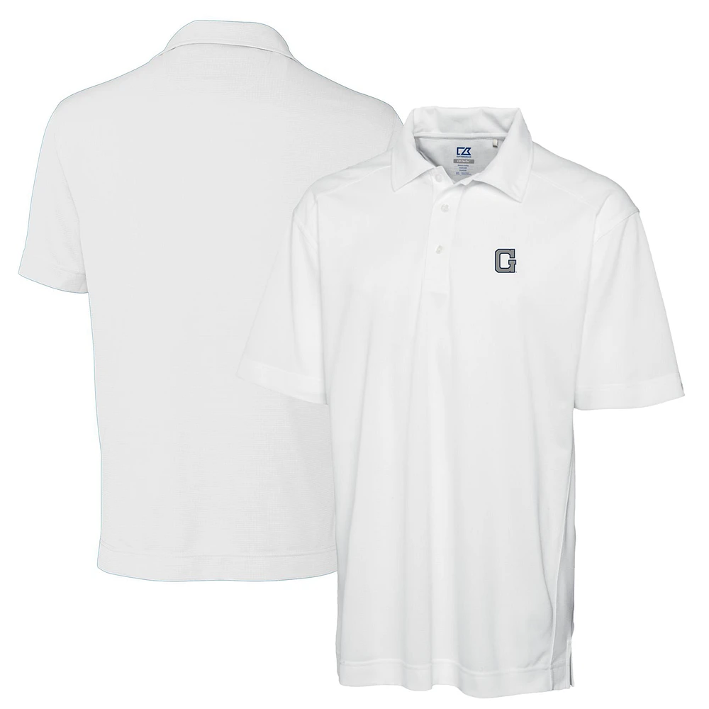 Men's Cutter & Buck White Georgetown Hoyas Big & Tall DryTec Genre Textured Solid Polo