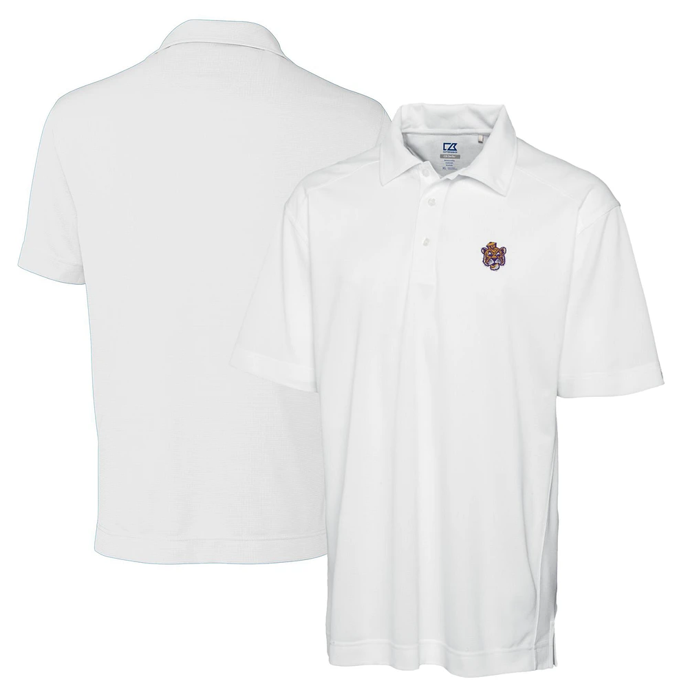 Men's Cutter & Buck White LSU Tigers Big & Tall DryTec Genre Textured Solid Polo