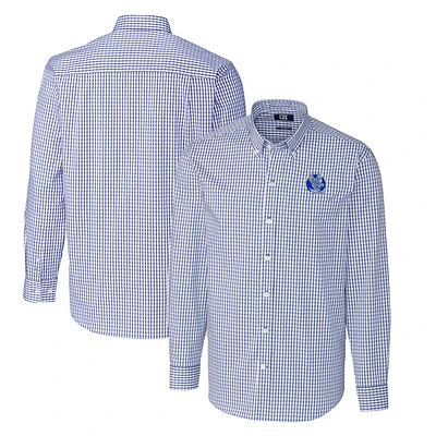 Men's Cutter & Buck Royal Air Force Falcons Easy Care Stretch Gingham Big Tall Long Sleeve Button-Down Shirt