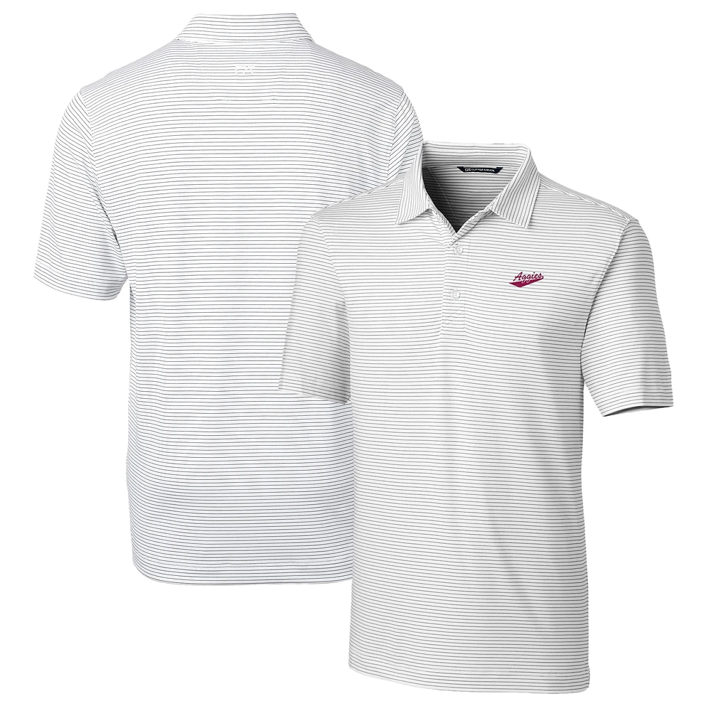 Men's Cutter & Buck White New Mexico State Aggies Big Tall Forge Pencil Stripe Stretch Polo