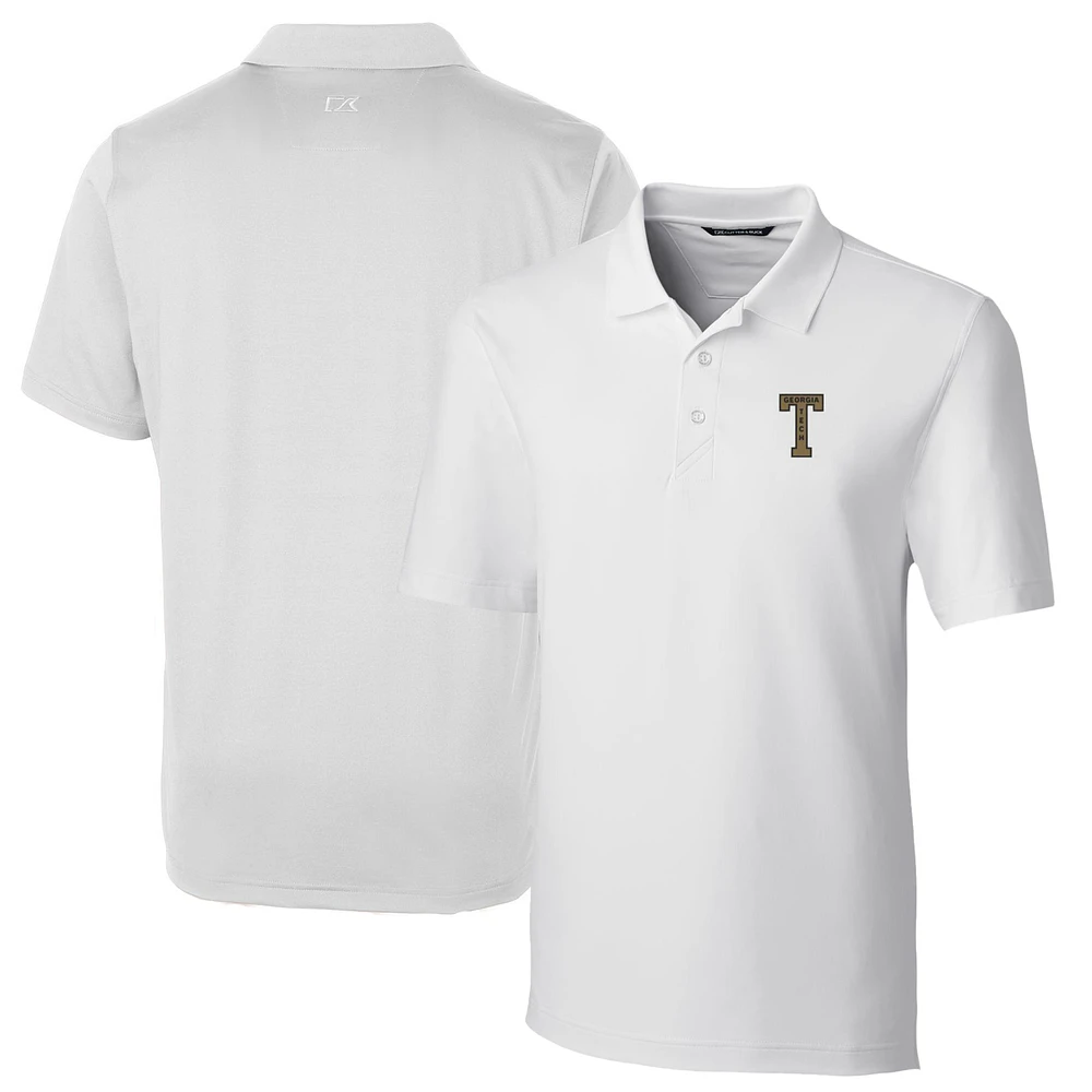 Men's Cutter & Buck White GA Tech Yellow Jackets Logo Big Tall Forge Stretch Polo