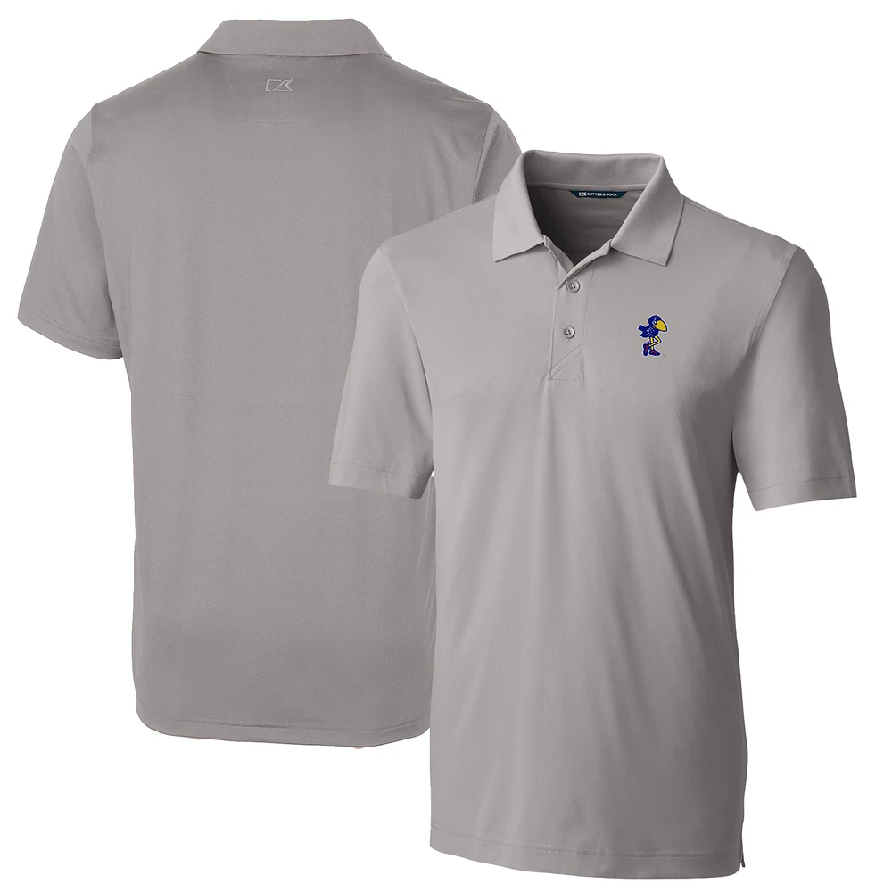 Men's Cutter & Buck Gray Kansas Jayhawks Logo Big Tall Forge Stretch Polo