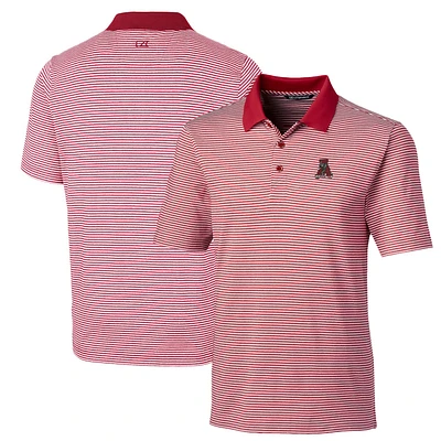 Men's Cutter & Buck Crimson Alabama Tide Big Tall Forge Tonal Stripe Stretch Polo
