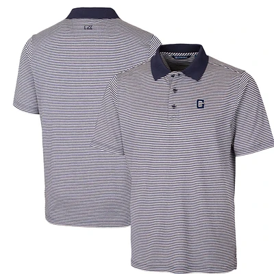 Men's Cutter & Buck Navy Georgetown Hoyas Big Tall Forge Tonal Stripe Stretch Polo