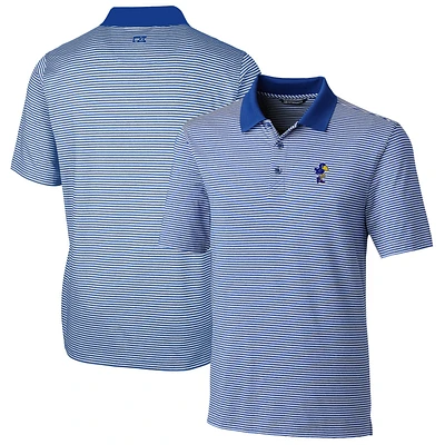 Men's Cutter & Buck Royal Kansas Jayhawks Big Tall Forge Tonal Stripe Stretch Polo