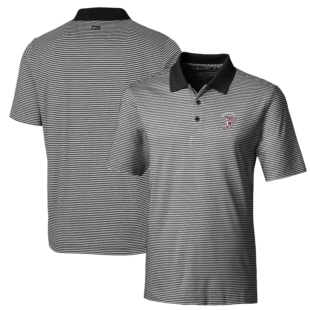 Men's Cutter & Buck Black Mississippi State Bulldogs Big Tall Forge Tonal Stripe Stretch Polo