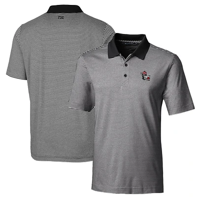 Men's Cutter & Buck Black NC State Wolfpack Big Tall Forge Tonal Stripe Stretch Polo