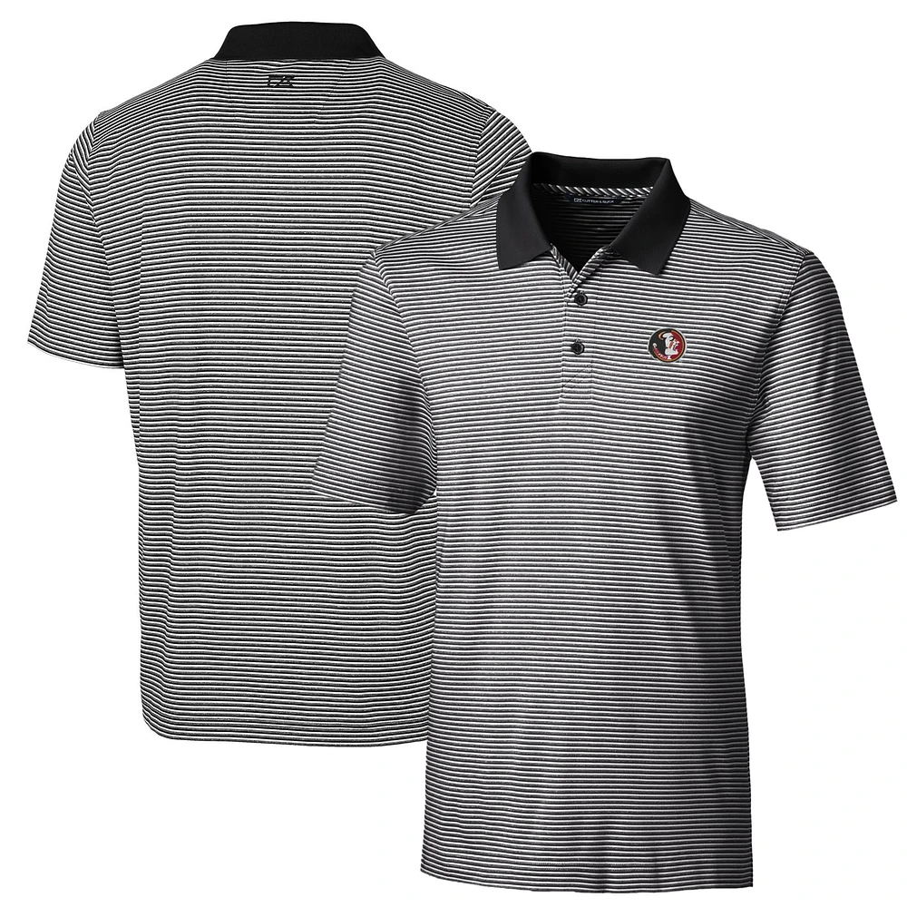 Men's Cutter & Buck Black Florida State Seminoles Big & Tall Forge Tonal Stripe Stretch Polo