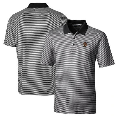 Men's Cutter & Buck Black Oregon State Beavers Big Tall Forge Tonal Stripe Stretch Polo