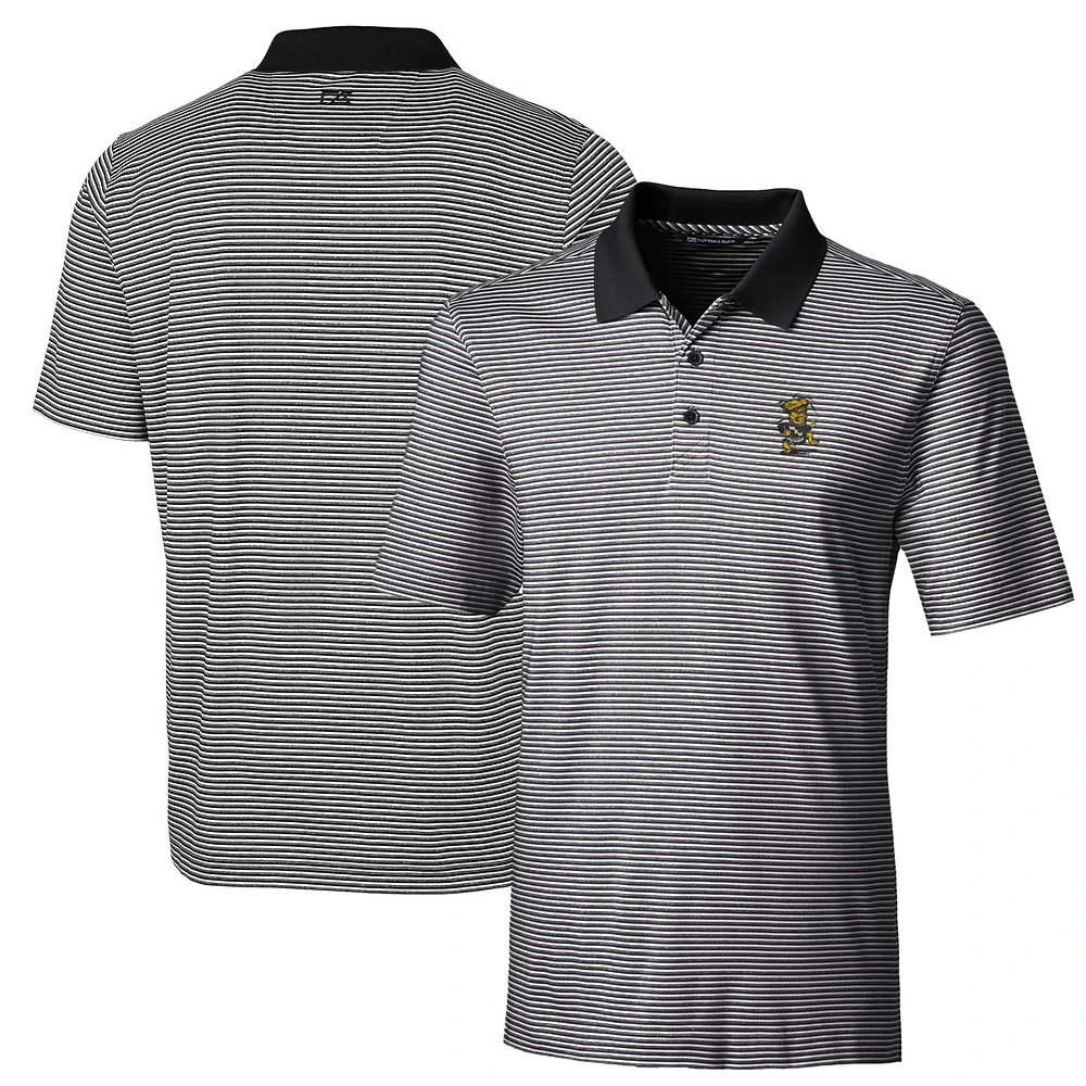 Men's Cutter & Buck Black Wichita State Shockers Big Tall Forge Tonal Stripe Stretch Polo