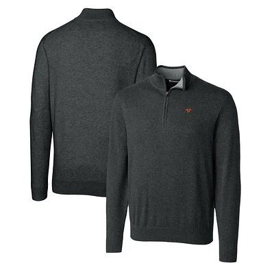 Men's Cutter & Buck Heather Charcoal Florida Gators Lakemont Tri-Blend Big & Tall Quarter-Zip Pullover Sweater