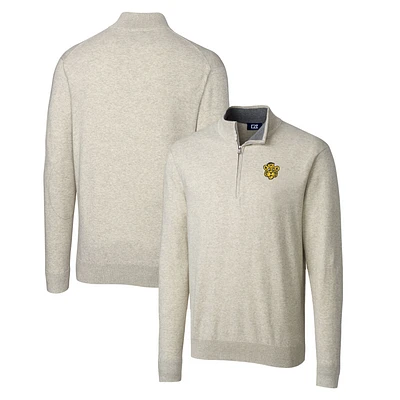 Men's Cutter & Buck Oatmeal Missouri Tigers Lakemont Tri-Blend Big & Tall Quarter-Zip Pullover Sweater