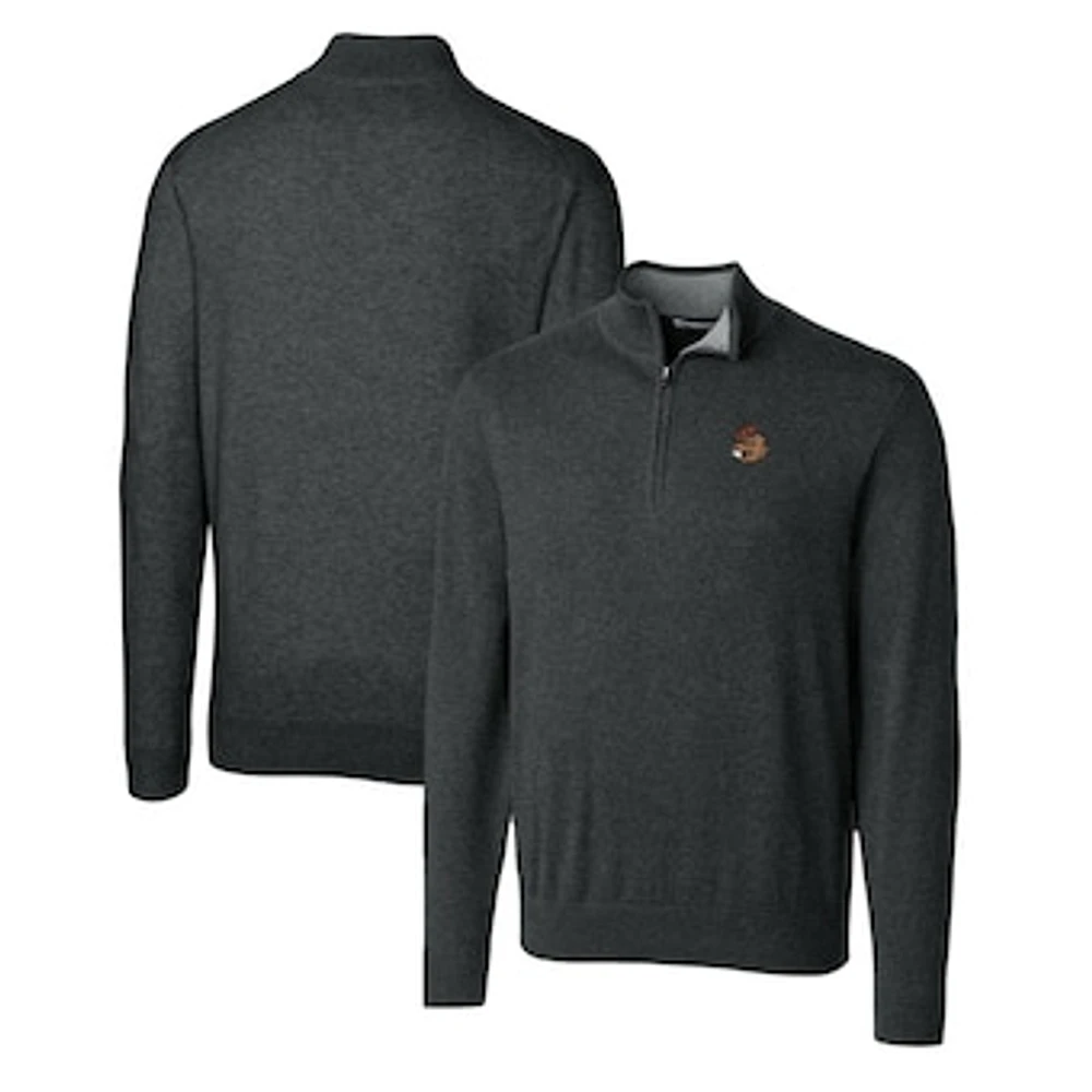 Men's Cutter & Buck Heather Charcoal Oregon State Beavers Lakemont Tri-Blend Big Tall Quarter-Zip Pullover Sweater
