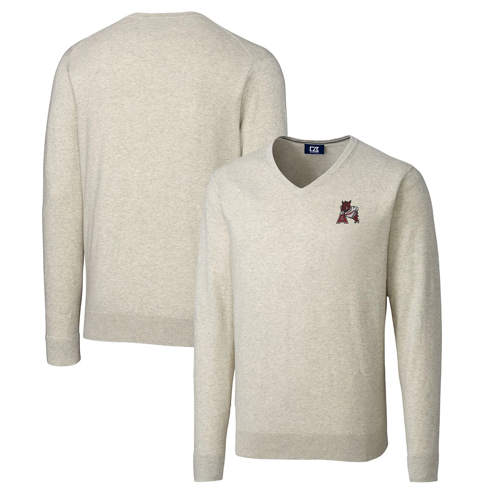 Men's Cutter & Buck Oatmeal Arkansas Razorbacks Lakemont Tri-Blend Big Tall V-Neck Pullover Sweater