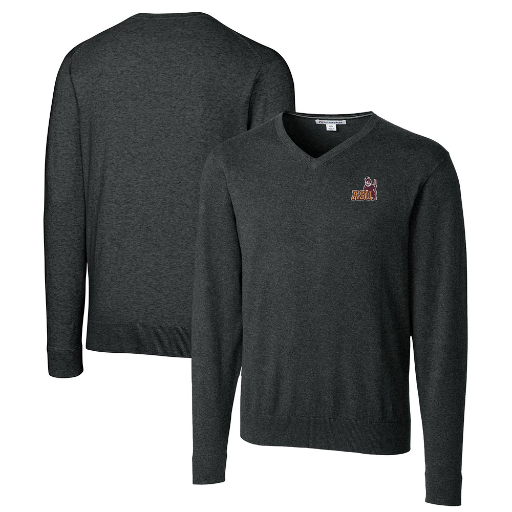 Men's Cutter & Buck Heather Charcoal Arizona State Sun Devils Lakemont Tri-Blend Big Tall V-Neck Pullover Sweater