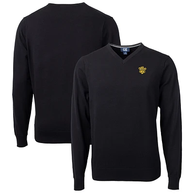 Men's Cutter & Buck Black Missouri Tigers Lakemont Tri-Blend Big Tall V-Neck Pullover Sweater
