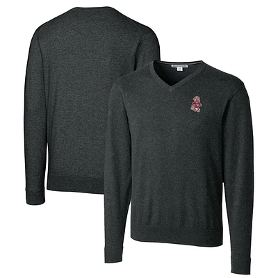 Men's Cutter & Buck Heather Charcoal Washington State Cougars Lakemont Tri-Blend Big Tall V-Neck Pullover Sweater