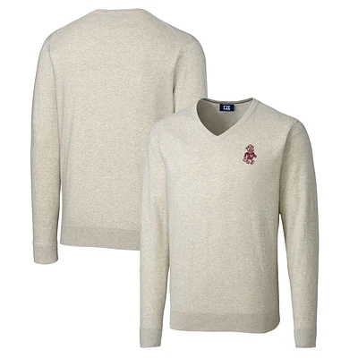 Men's Cutter & Buck Oatmeal Washington State Cougars Lakemont Tri-Blend Big Tall V-Neck Pullover Sweater