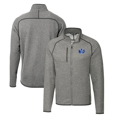 Men's Cutter & Buck Heather Gray Air Force Falcons Mainsail Sweater-Knit Big Tall Full-Zip Jacket