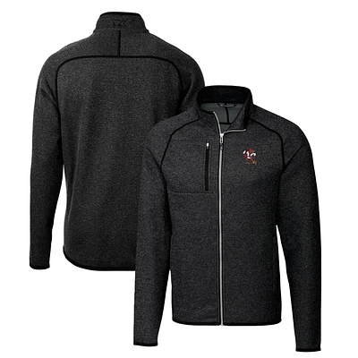 Men's Cutter & Buck Heather Charcoal Louisville Cardinals Mainsail Sweater-Knit Big Tall Full-Zip Jacket