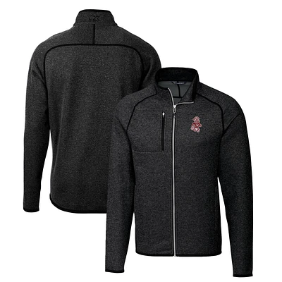 Men's Cutter & Buck Heather Charcoal Washington State Cougars Mainsail Sweater-Knit Big Tall Full-Zip Jacket