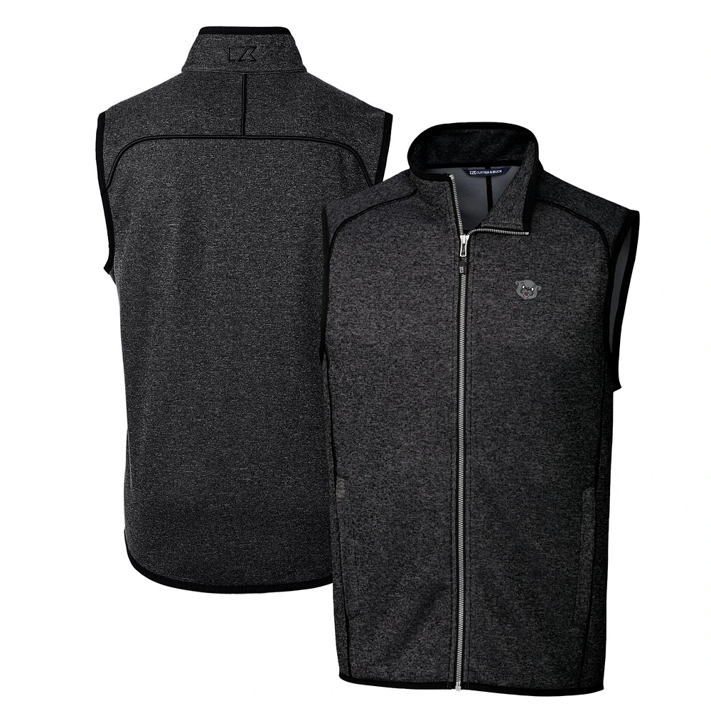 Men's Cutter & Buck Heather Charcoal Cincinnati Bearcats Mainsail Sweater-Knit Big Tall Full-Zip Vest