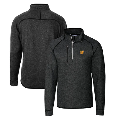 Men's Cutter & Buck Heather Charcoal Baylor Bears Mainsail Sweater-Knit Big Tall Half-Zip Pullover Jacket