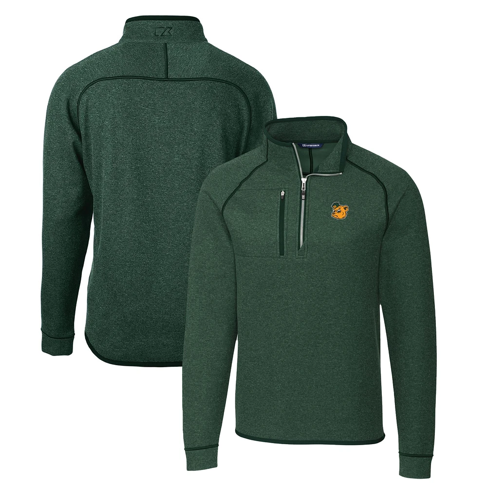 Men's Cutter & Buck Heather Baylor Bears Mainsail Sweater-Knit Big Tall Half-Zip Pullover Jacket