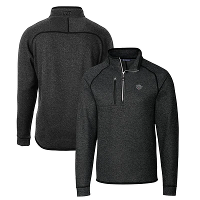 Men's Cutter & Buck Heather Charcoal Cincinnati Bearcats Mainsail Sweater-Knit Big Tall Half-Zip Pullover Jacket