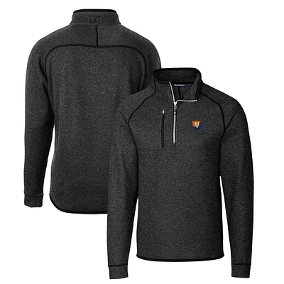 Men's Cutter & Buck Heather Charcoal Illinois Fighting Illini Mainsail Sweater-Knit Big & Tall Half-Zip Pullover Jacket