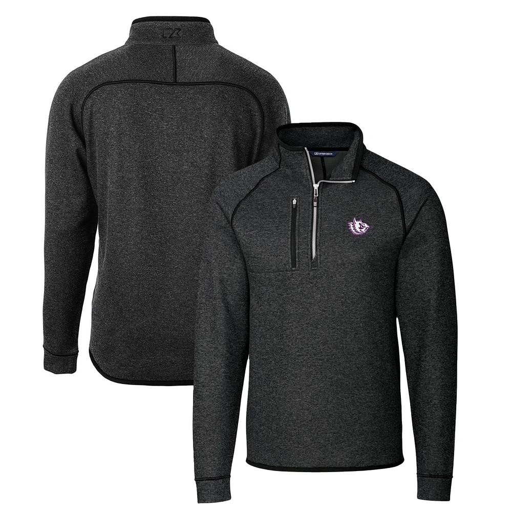 Men's Cutter & Buck Heather Charcoal TCU Horned Frogs Mainsail Sweater-Knit Big Tall Half-Zip Pullover Jacket