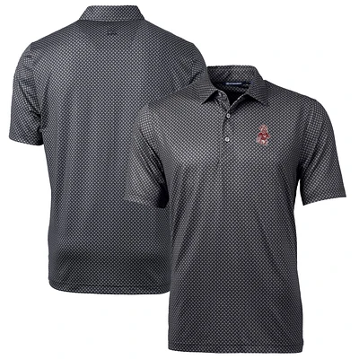 Men's Cutter & Buck Black Washington State Cougars Team Logo Big & Tall Pike Banner Print Polo