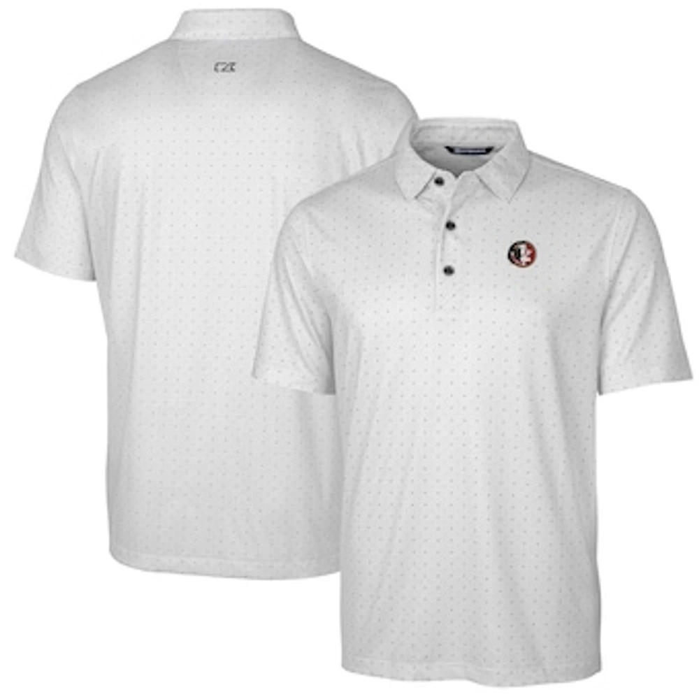 Men's Cutter & Buck Charcoal Florida State Seminoles Team Logo Big & Tall Pike Double Dot Print Stretch Polo