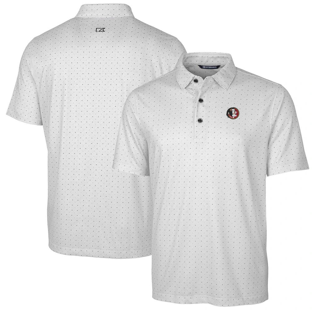 Men's Cutter & Buck Charcoal Florida State Seminoles Team Logo Big & Tall Pike Double Dot Print Stretch Polo