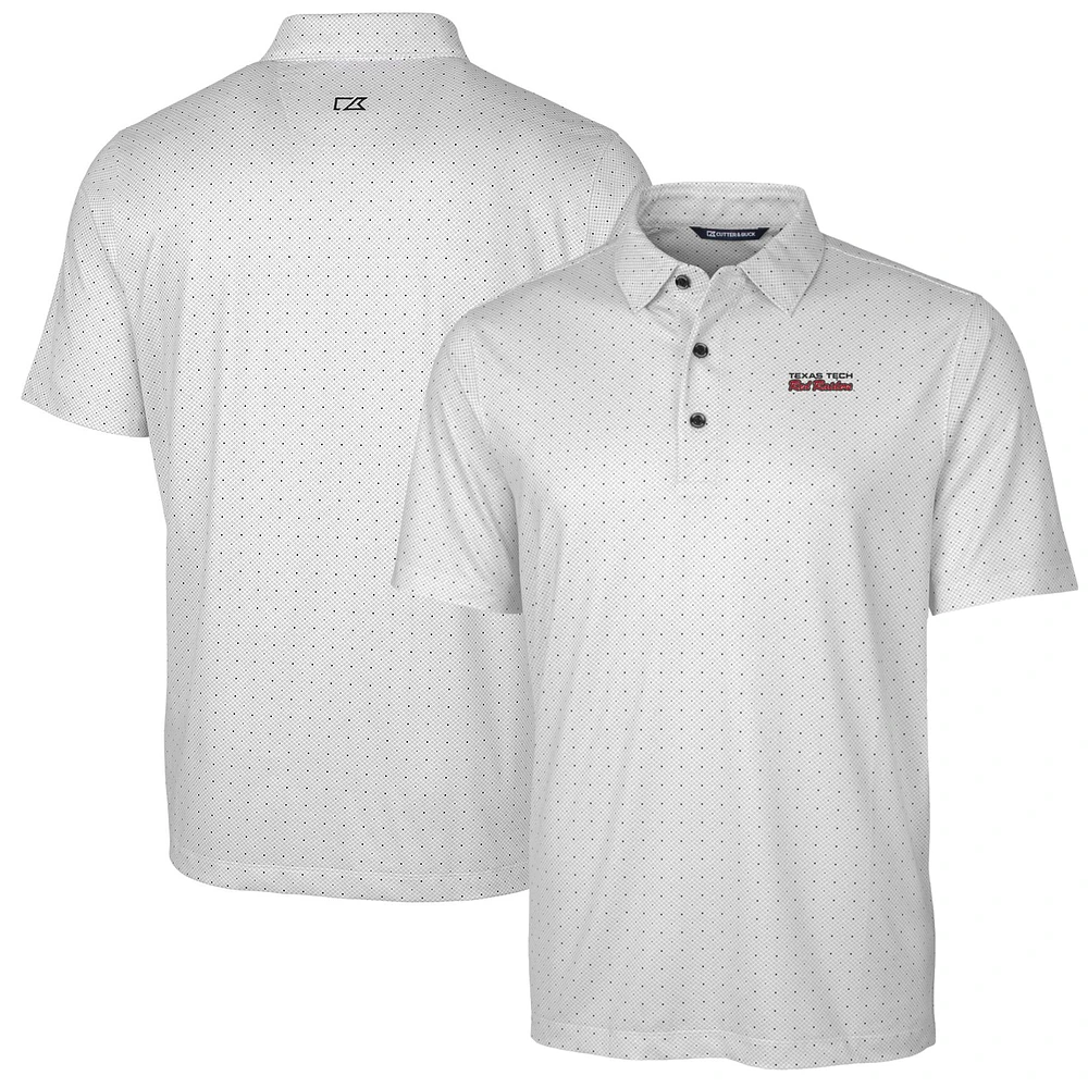 Men's Cutter & Buck Charcoal Texas Tech Red Raiders Team Logo Big & Tall Pike Double Dot Print Stretch Polo