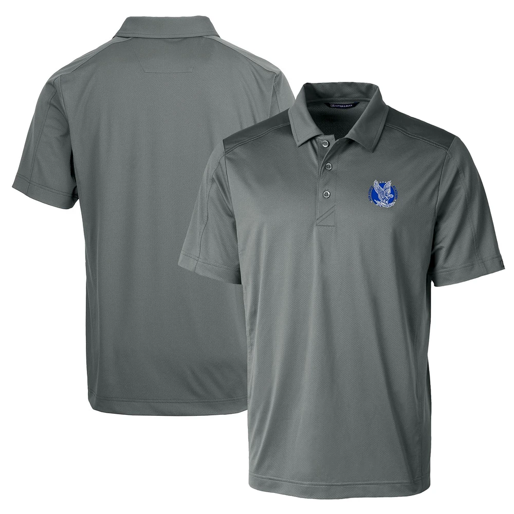 Men's Cutter & Buck Steel Air Force Falcons Team Logo Big Tall Prospect Textured Stretch Polo