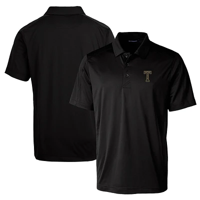 Men's Cutter & Buck Black Georgia Tech Yellow Jackets Team Logo Big & Tall Prospect Textured Stretch Polo