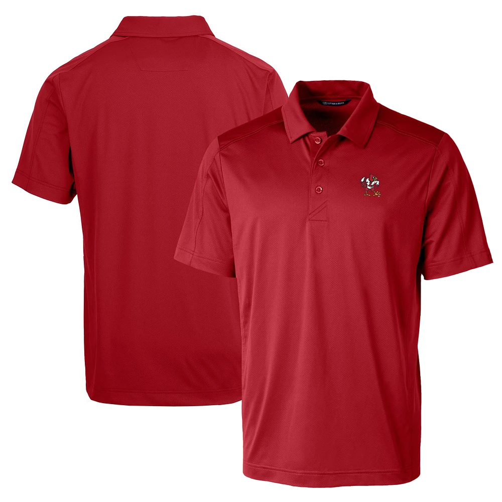 Men's Cutter & Buck Red Louisville Cardinals Team Logo Big Tall Prospect Textured Stretch Polo