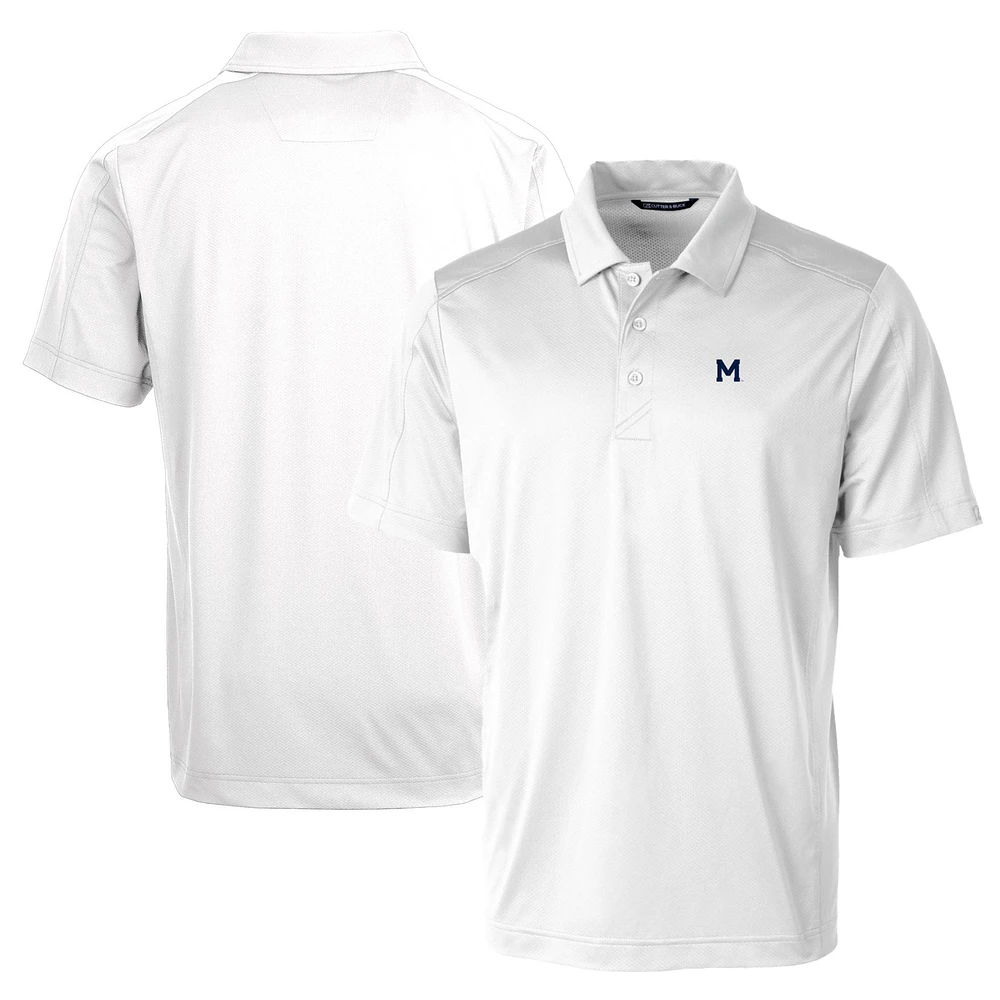 Men's Cutter & Buck White Michigan Wolverines Team Logo Big Tall Prospect Textured Stretch Polo