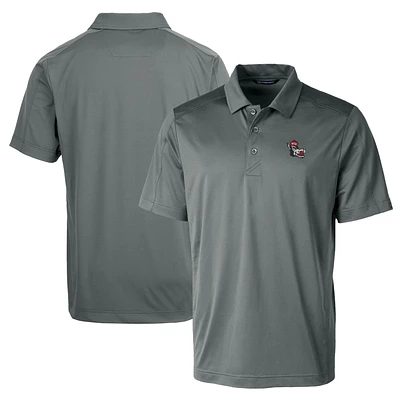 Men's Cutter & Buck Steel NC State Wolfpack Team Logo Big Tall Prospect Textured Stretch Polo