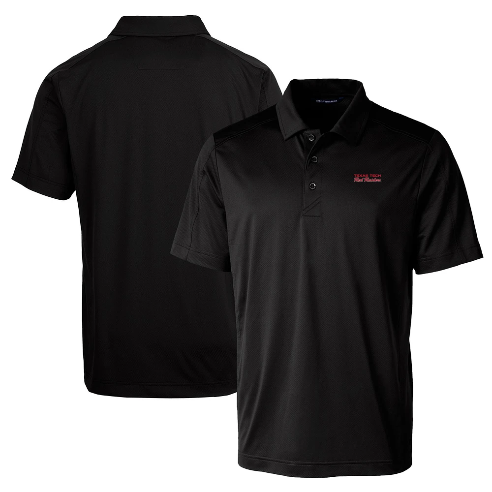 Men's Cutter & Buck Black Texas Tech Red Raiders Team Logo Big Tall Prospect Textured Stretch Polo