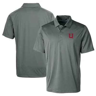 Men's Cutter & Buck Steel Utah Utes Team Logo Big Tall Prospect Textured Stretch Polo