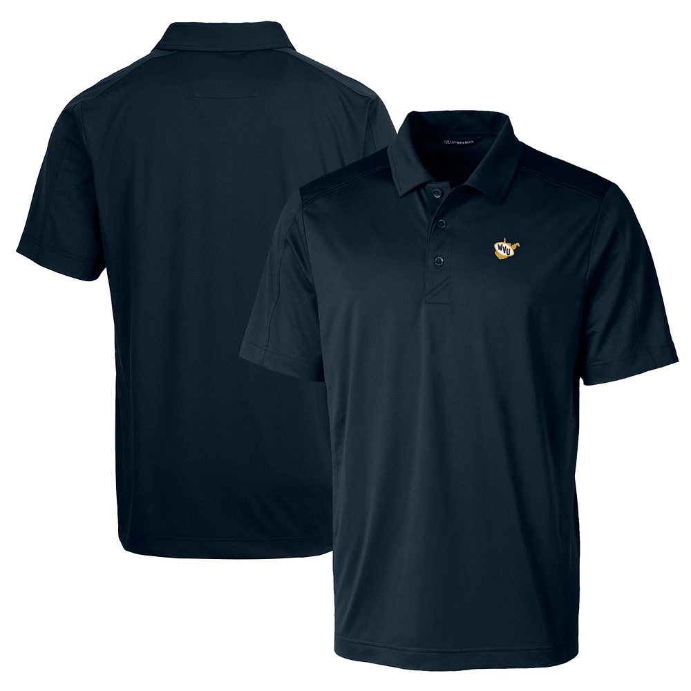 Men's Cutter & Buck Navy West Virginia Mountaineers Team Logo Big Tall Prospect Textured Stretch Polo