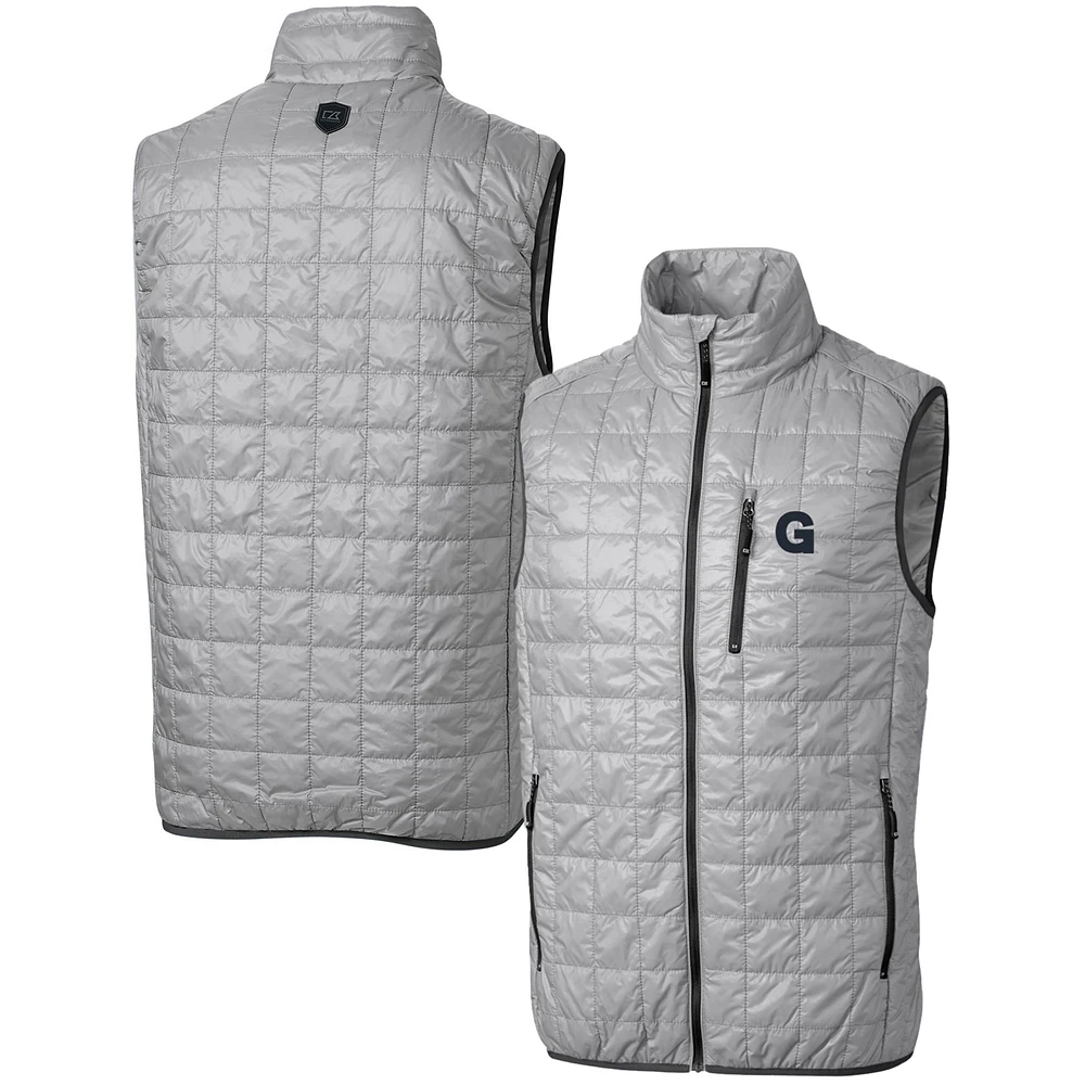 Men's Cutter & Buck Gray Gonzaga Bulldogs Team Logo Big Tall Rainier PrimaLoft Eco Insulated Full-Zip Puffer Vest